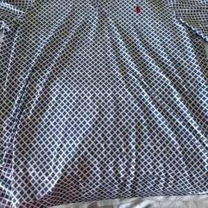 Polo by Ralph Lauren Men's Blue and White Patterned Polo